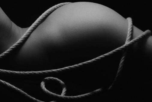 Free Stock Photo of Rope and Body - Black and White