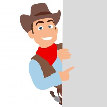 Free Stock Photo of Fun Cowboy Behind Wall