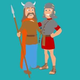 Free Stock Photo of Roman Soldier and Gaulois as Friends