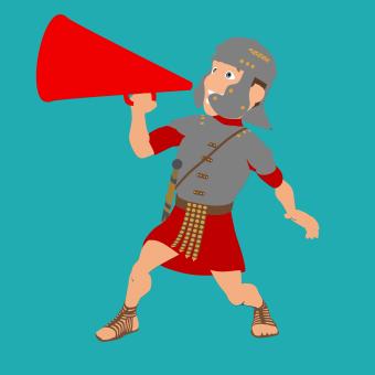 Free Stock Photo of Roman Soldier Yelling in Megaphone