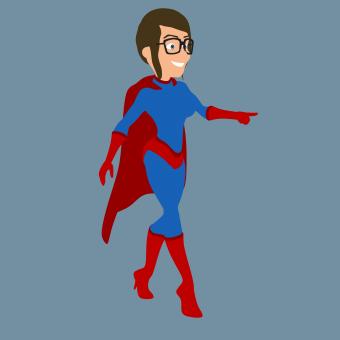 Free Stock Photo of Fun Super Woman with Glasses Pointing