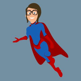 Free Stock Photo of Fun Super Woman with Glasses Flying