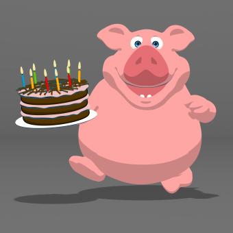 Free Stock Photo of Fun pig and cake