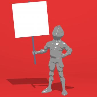 Free Stock Photo of Knight Holding a Blank Sign