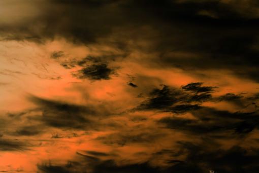Free Stock Photo of Orange dark sky, black clouds