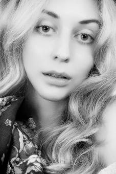 Free Stock Photo of Blond Girl B&W Portrait