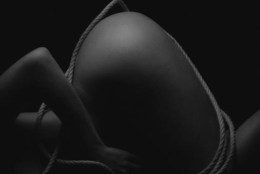 Free Stock Photo of Black and White Studio Shot of Woman Body