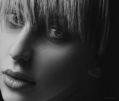 Free Stock Photo of Beautiful Girl B&W Portrait