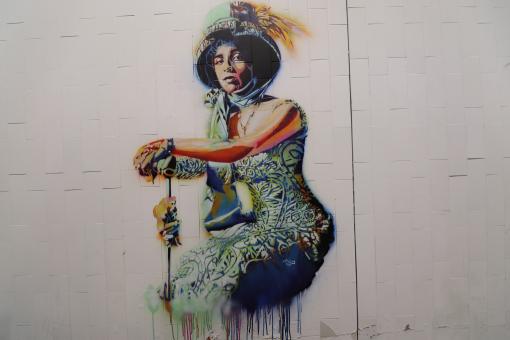 Free Stock Photo of Graffiti of woman with 1900's dress