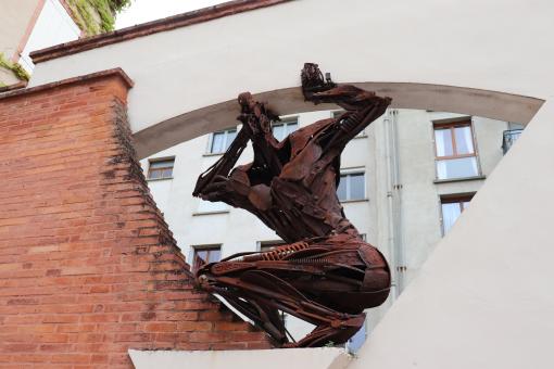 Free Stock Photo of Sculpture made of rusted tools