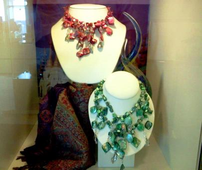 Free Stock Photo of Necklaces in Store Window