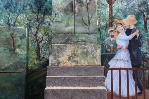 Free Stock Photo of Wall painting mural of couple dancing
