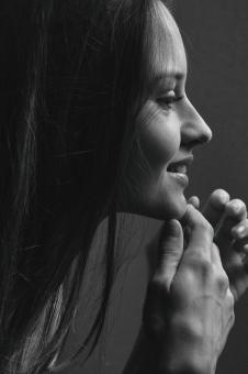 Free Stock Photo of Beautiful Girl Profile - Black and White