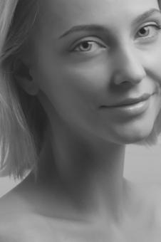Free Stock Photo of Blond Female Portrait in Black and White