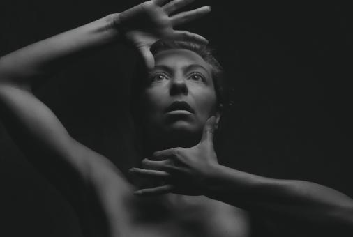 Free Stock Photo of Artistic Woman Portrait in Black and White