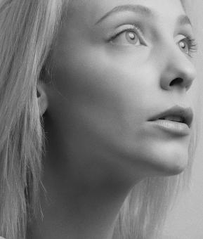 Free Stock Photo of Blond Girl Studio Profile - Black and White