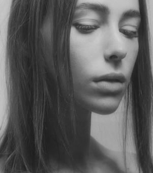 Free Stock Photo of Girl with Closed Eyes - Black and White