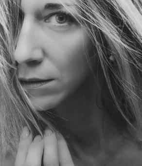 Free Stock Photo of Blond Hair - Model Portrait - Black and White