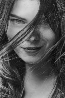 Free Stock Photo of Cute Girl Portrait - Black and White