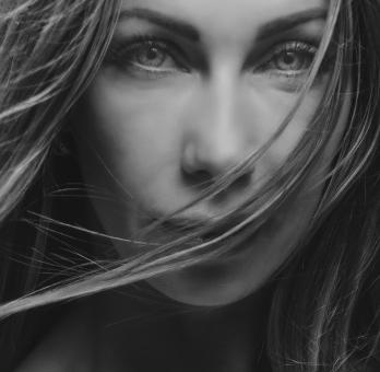 Free Stock Photo of Woman Studio Portrait in Black and White