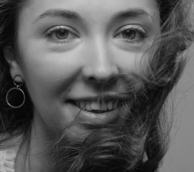 Free Stock Photo of Happy Girl Portrait in Black and White