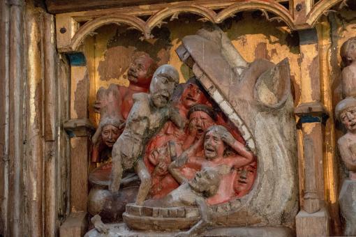 Free Stock Photo of Wooden statues in Church