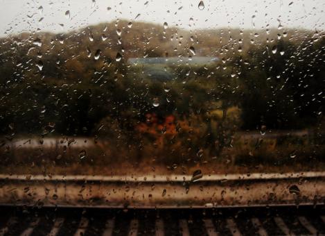 Free Stock Photo of Rain on Window - Railroad Tracks