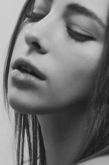 Free Stock Photo of Girl Portrait - Closed Eyes - Black and White
