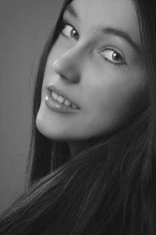 Free Stock Photo of Posing Girl Studio Portrait in Black and White