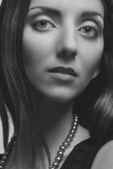 Free Stock Photo of Portrait of Woman with Big Eyes - Black and White