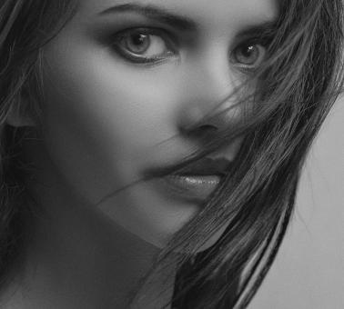 Free Stock Photo of Brunette Model in Black and White