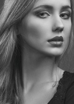 Free Stock Photo of Beautiful Girl - Monochrome Portrait