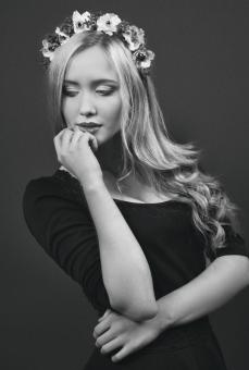 Free Stock Photo of Beautiful Blond Girl Model Posing - Monochrome