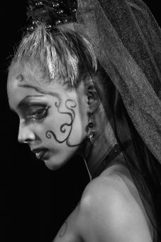 Free Stock Photo of Portrait of Painted Model - Black and White