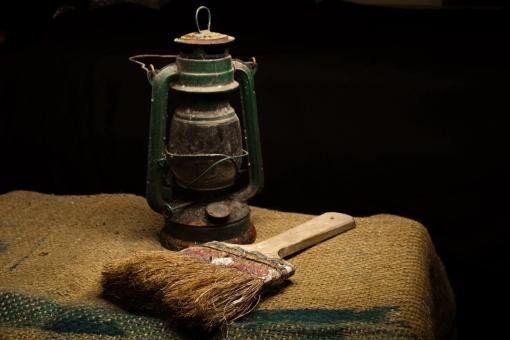 Free Stock Photo of Old Lantern and Brush