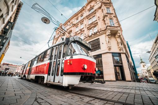 Free Stock Photo of Typical Old Tram in Czech Republic