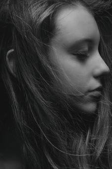 Free Stock Photo of Black and White Girl Profile