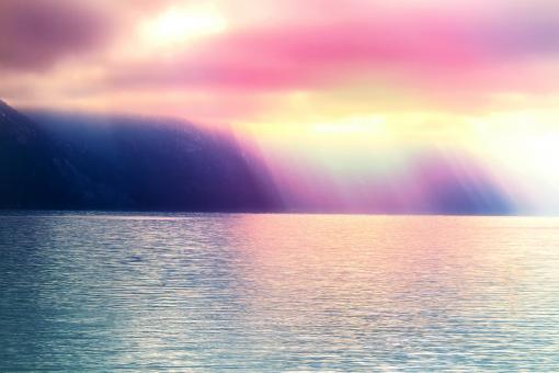 Free Stock Photo of Rain and Sunshine Over the Lake