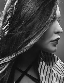 Free Stock Photo of Dark Hair Model Profile - Monochrome