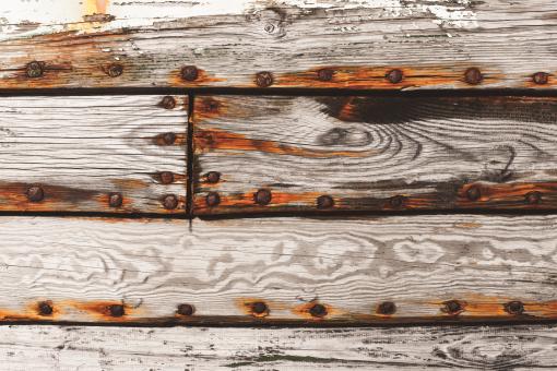 Free Stock Photo of Aged Wooden Surface with Rusted Nails