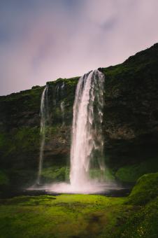 Free Stock Photo of Beautiful and Dramatic Waterfall in Iceland