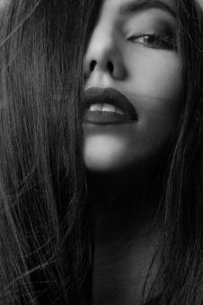 Free Stock Photo of Dark Haired Girl Model - Monochrome