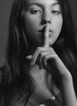 Free Stock Photo of Shush - Beauty Portrait - Black and White