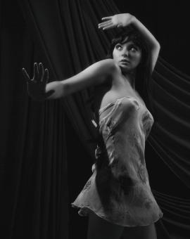 Free Stock Photo of Beautiful Brunette Model Posing - Monochrome
