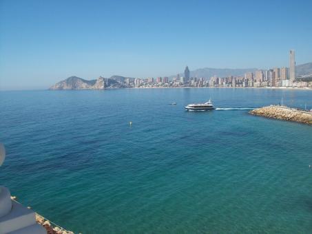 Free Stock Photo of Benidorm Coastline and Ferry