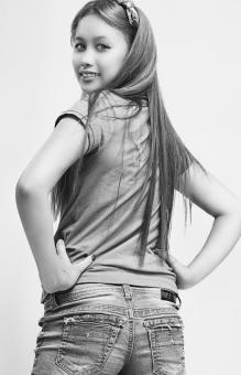 Free Stock Photo of Young Girl Back Facing - Black and White
