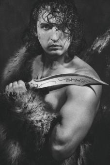 Free Stock Photo of Male Model with a Knife - Black and White