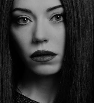 Free Stock Photo of Brunette Girl Portrait - Monochrome