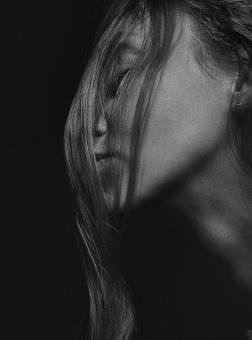 Free Stock Photo of Black & White Girl Profile