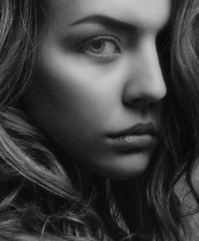 Free Stock Photo of Girl Black and White Profile